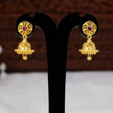Small Gold Plated Ruby Stone Jhumka Earrings