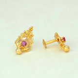 Stylish Gold Plated Ruby Stone Stud Earrings