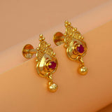 Stylish Gold Plated Ruby Stone Stud Earrings