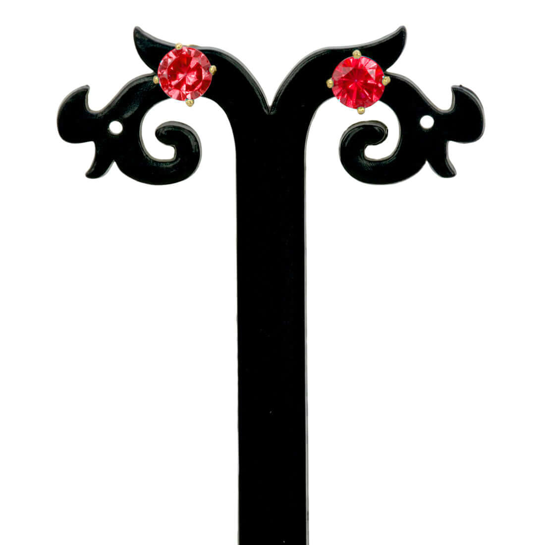 Gold-Plated-Ruby-Stone-Stud-Earrings