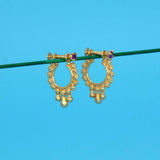 Gold-Plated-Ruby-Stone-Studded-Hoop-Earrings