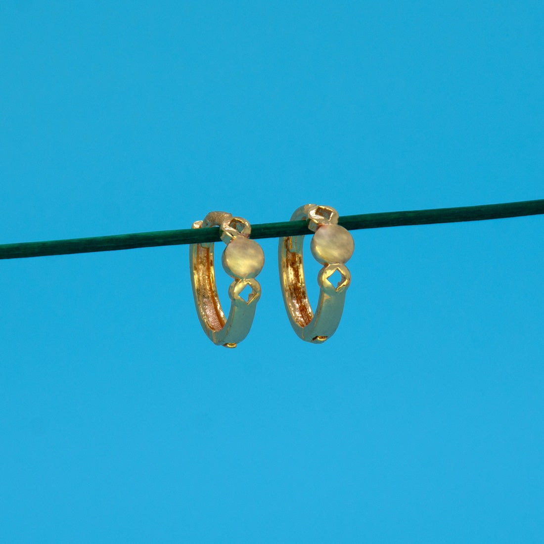 Gold-Plated-Simple-Round-Stud-Hoop-Earrings