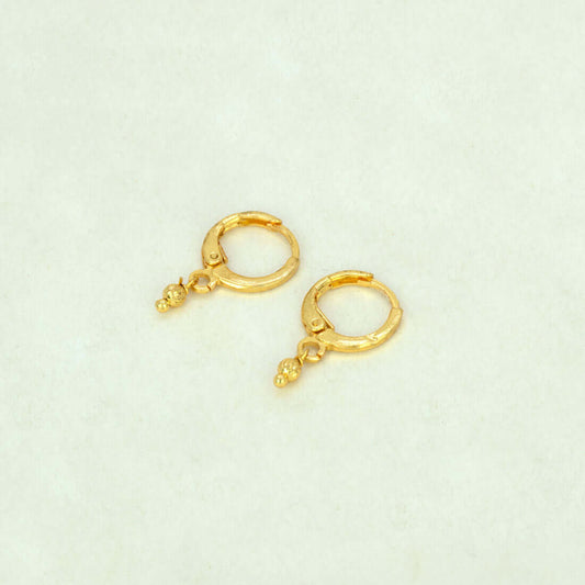 Gold-Plated-Tiny-Bead-Drop-Huggie-Hoop-Earrings