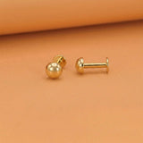 Gold Plated Tiny Button Stud Earrings Med