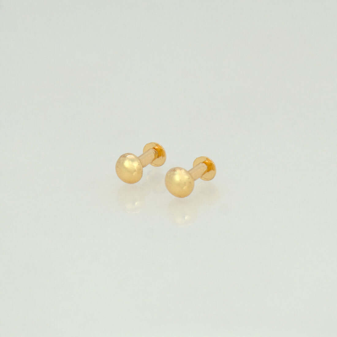 Gold Plated Tiny Button Stud Earrings Small