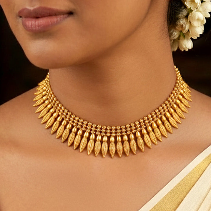 Gold-Plated-Traditional-Leaf-Motif-Necklace