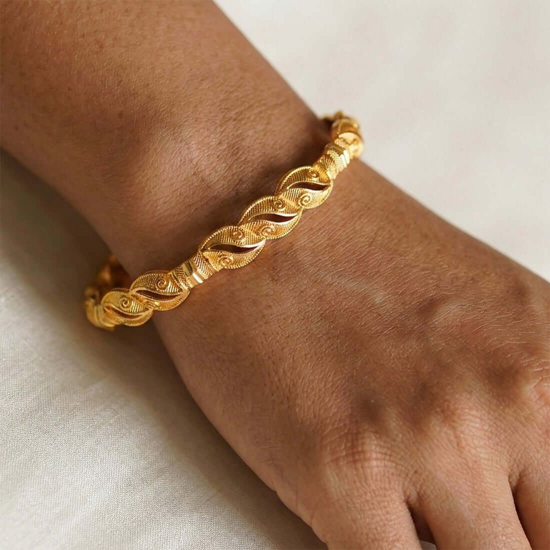 Gold Plated Twisted Vine Design Bangle for Women