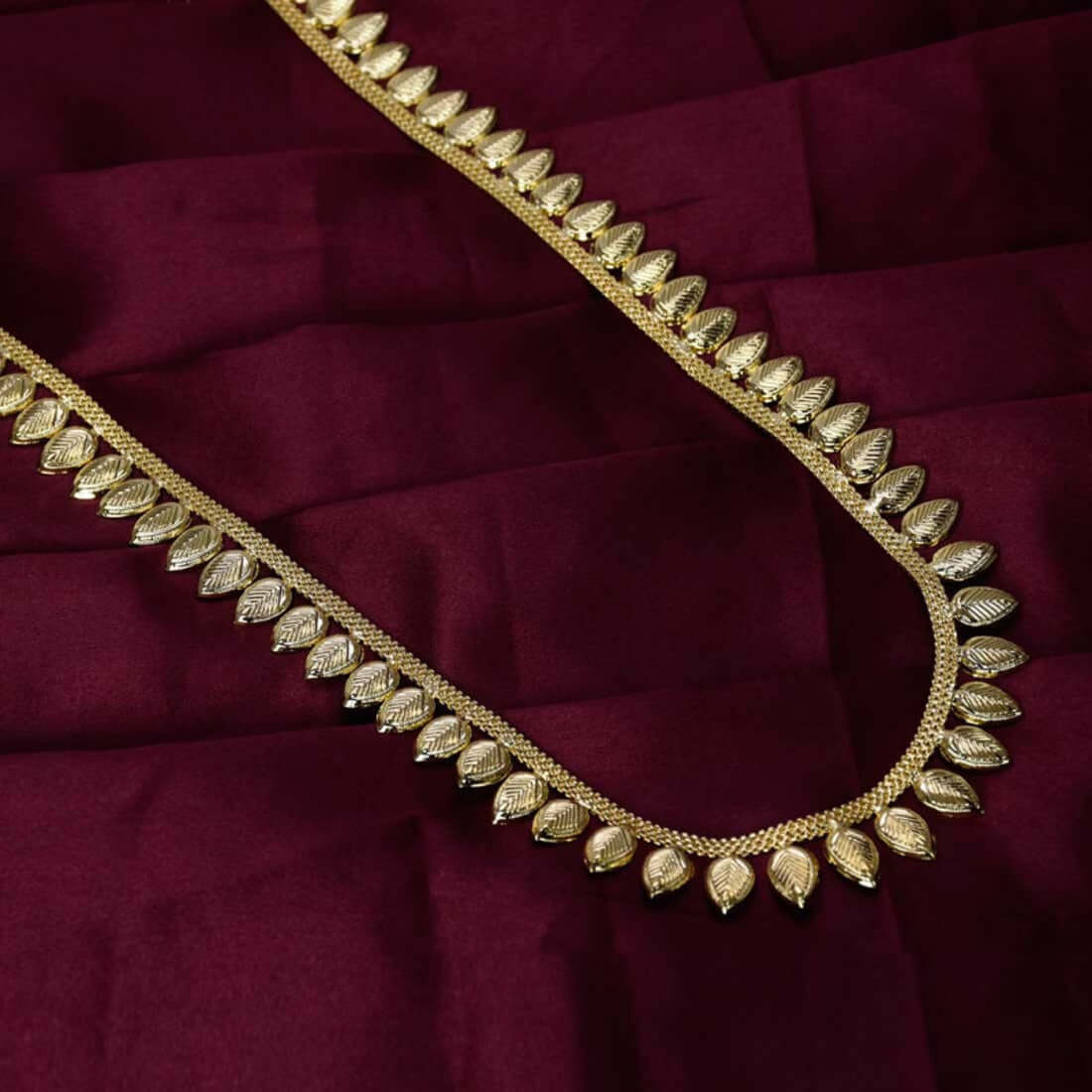 Gold Plated Traditional Leaf Bridal Long Chain
