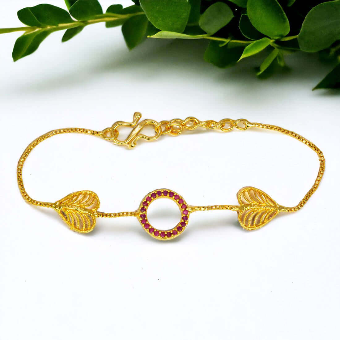 Ruby Stone Heart Love Bracelet
