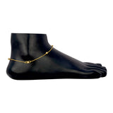 Gold Plated Designer Beads Thin Box Chain Anklets