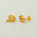 Gold Plated Leaf Model Stone Stud-AD