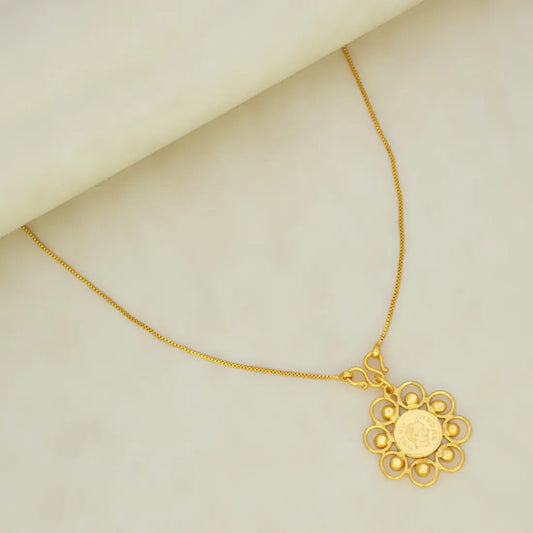 Floral Gold-Plated Coin Head Pendant