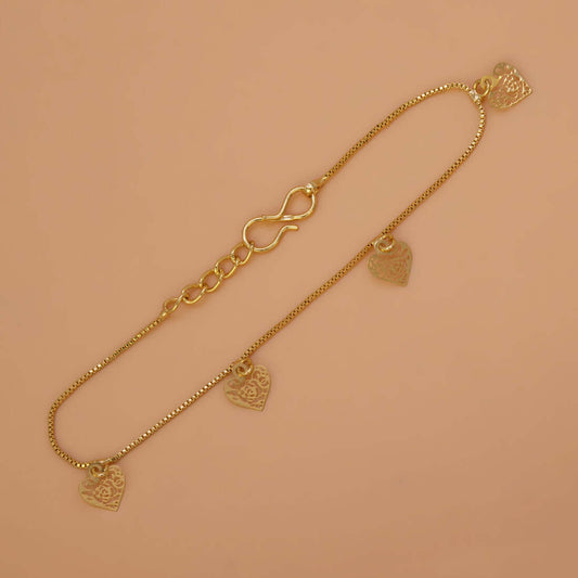 Delicate Golden Hanging Filigree Hearts Bracelet