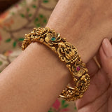 Kemp Stone Floral Lakshmi Antique Kada Bangle