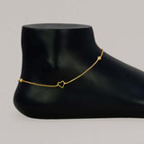 Gold Plated Box Chain Textured Beads Heart Anklets