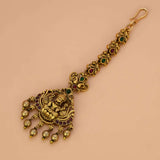 Ethnic Antique Lakshmi Peacock Kemp Maang Tikka - Multi Colour