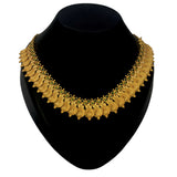 Matte Gold Plated Temple Emerald Lakshmi Kasu Necklace