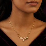 Gold Plated American Diamond Leaf Pendant Necklace
