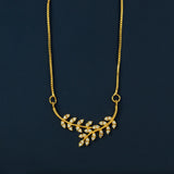 Gold Plated American Diamond Leaf Pendant Necklace