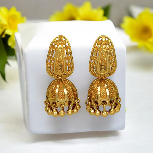 Small Gold Plated Leaf Stud Umbrella Jumkas