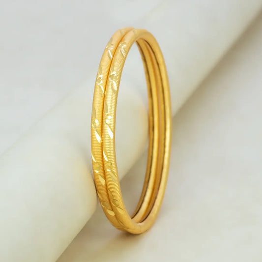 Lightweight Gold Plated Pipe Bangle Set
