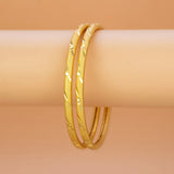 Lightweight Gold Plated Pipe Bangle Set