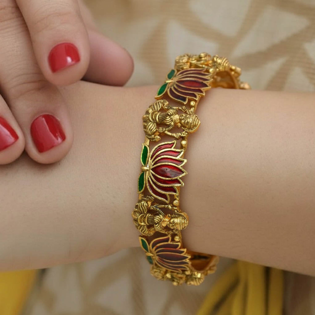 Matte_Finish_Lakshmi_Lotus_Enamel_Bangle