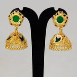 Small Gold-Plated Ruby Stone Mango Jhumka Earrings
