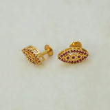 Marquise Ruby Stone Gold-plated Stud Earrings