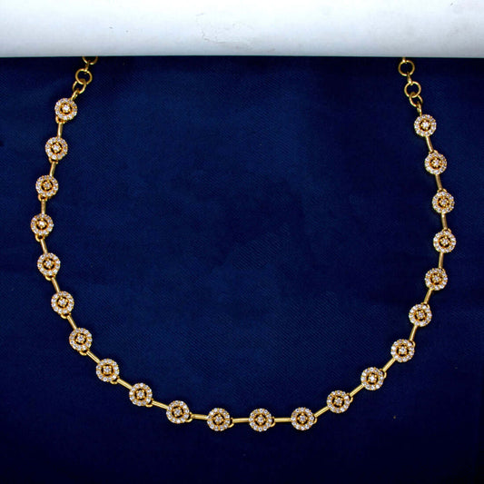Marvelous Gold Plated Round Stone Necklace showcasing a stunning design with round ruby/CZ stones.