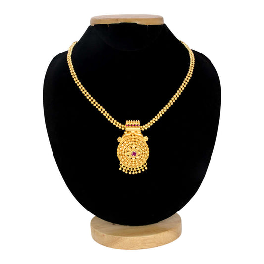 Matte Finish Ball Chain Ruby Pendant Necklace