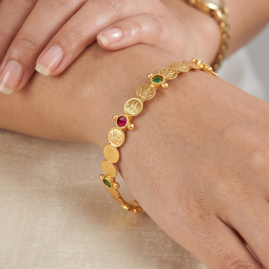 Sleek Lakshmi Kasu Multi-Colour Kemp Stone Bangle