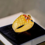 Classic Gold-plated Gent's Navaratna Finger Ring