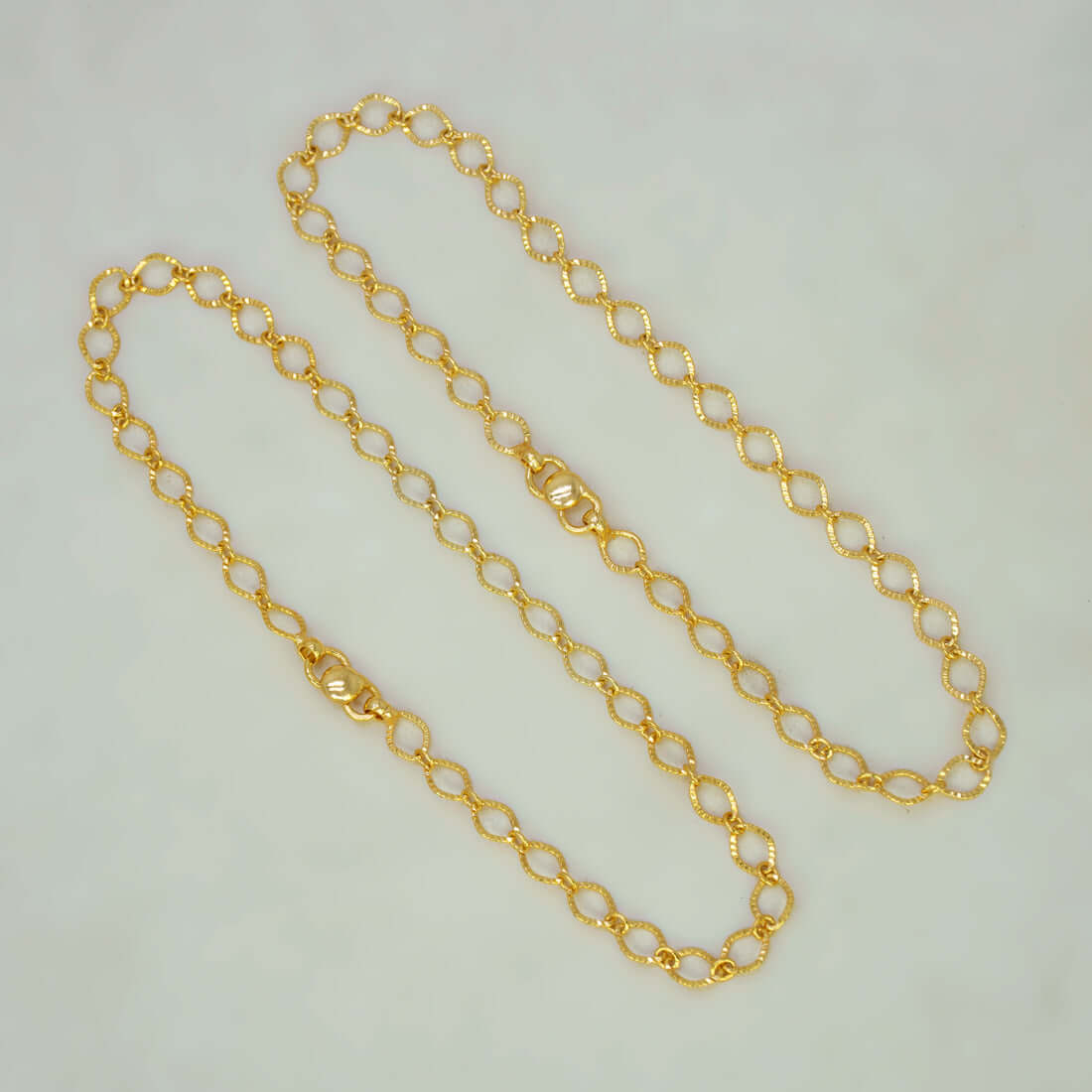Delicate Gold-Plated Oval Link Anklets