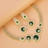Party Wear Gold Plated CZ Stone Necklace Set