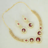 Party Wear Gold Plated CZ Stone Necklace Set