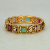 Antique Gold Plated Lakshmi Sufi Pastel Stone Bangle