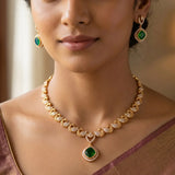 Alluring Gold Plated Peacock Cubic Zirconia Necklace Set