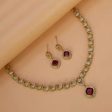 Alluring Gold Plated Peacock Cubic Zirconia Necklace Set