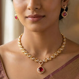 Alluring Gold Plated Peacock Cubic Zirconia Necklace Set