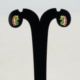 Gold Plated Enamel Peacock Design Stone Ear Studs - Ruby