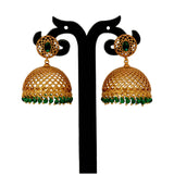 Premium Matte Dome Crystal Drop Jhumka Earrings