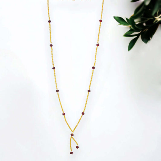 Gold Plated Cutting Chain Beaded Necklace