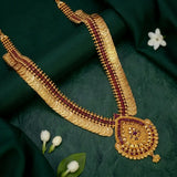 Gold-Plated Stone Lakshmi Kasu Haram Necklace
