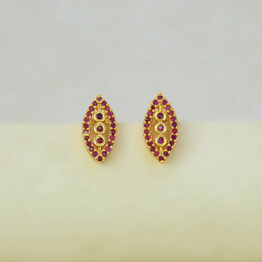 Marquise Ruby Stone Gold-plated Stud Earrings