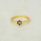 Saptaratna Floral Stone Gold Plated Ring