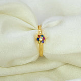 Saptaratna Floral Stone Gold Plated Ring