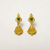 Simple Small Gold Plated Emerald Stone Jhumka