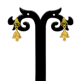 Simple Small Gold Plated Emerald Stone Jhumka