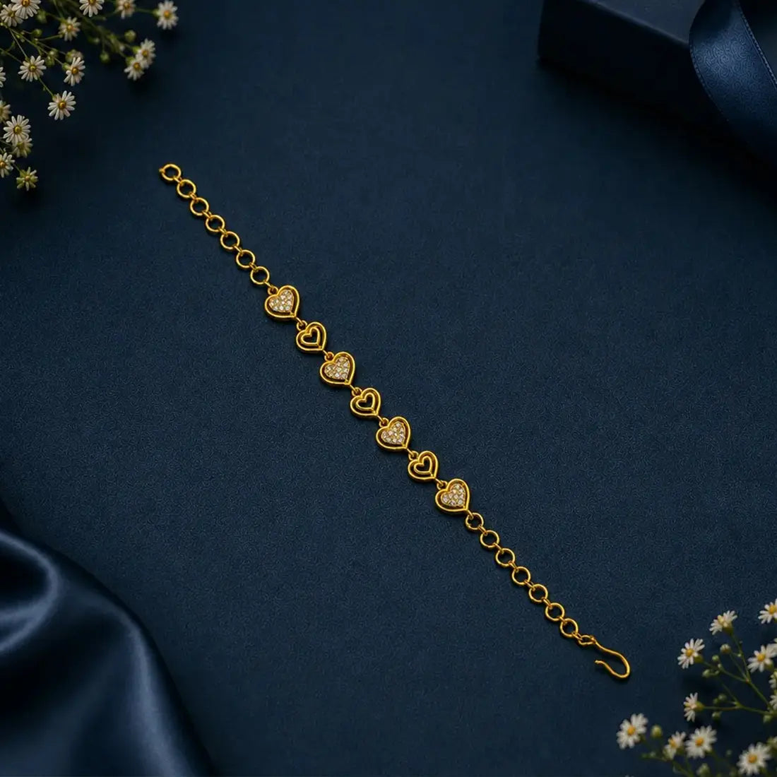 Simple Gold Plated Stone Bracelet-CZ